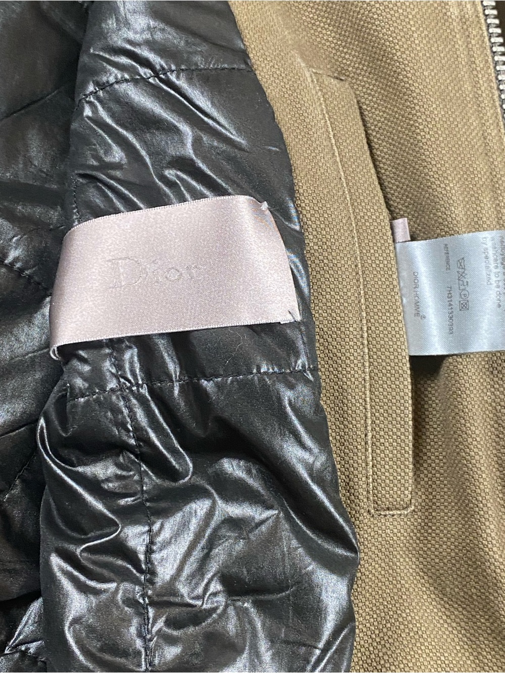 Vintage Dior Jacket in Olive Green with Black Satin Lining.  Rare! - Picture 6 of 14